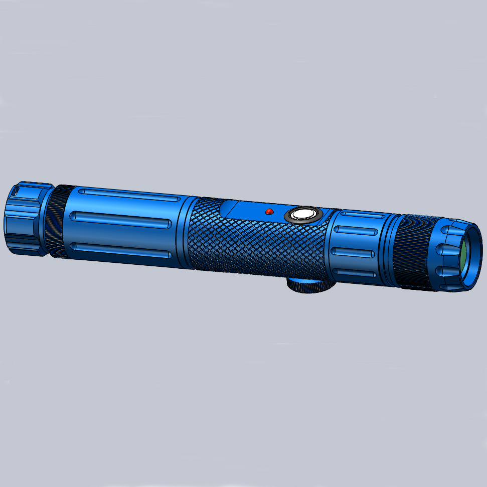 군사 방위 레일 장착 초점 조정 가능한 파란색 LED 조명기 전술 레이저 손전등 지정자